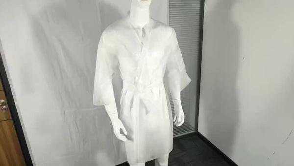 S&J Disposable Nonwoven Kimono Japan Men and Women Clothing PP Material White and Black Gown Hairdress Uniform for Massage Nylon
