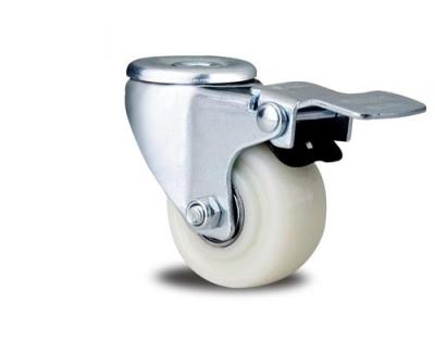 medium duty 3  bolt hole white PP caster with brake, 4 bolt hole PP caster brake,3 inch PP castor,