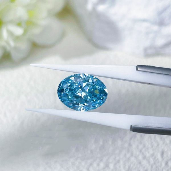 Blue Oval Cut 0.5carat- 2.5carat Lab Grown Diamond HPHT CVD Diamond Fancy Blue Color VVS VS 3EX Loose Diamond IGI  GIA