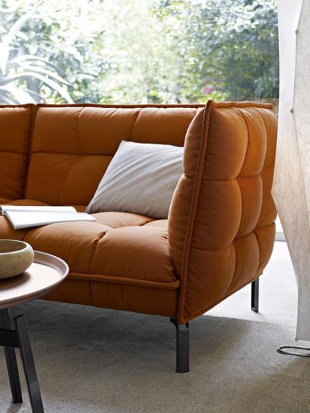 Large Husk Tufted Fabric Sofa Living Room Furniture With Cushion Armrest