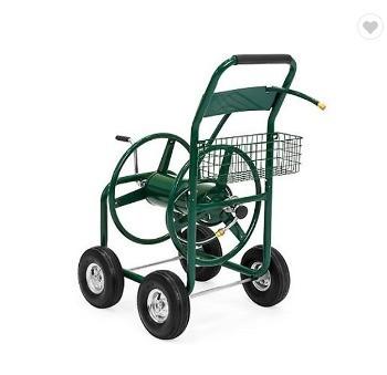 Industrial Metal 4 Wheel Hose Reel Mobile Cart For Outdoor Storage And Tool