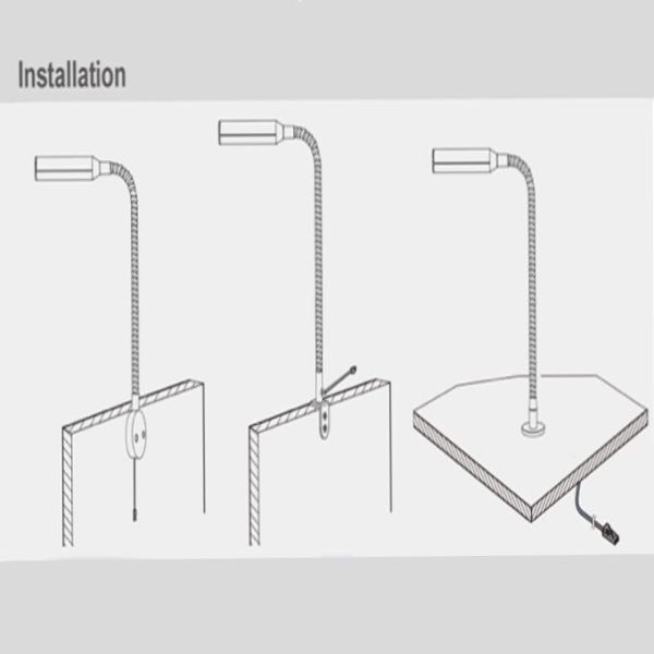 LED Gooseneck Reading Light 12V 24V Book Lamp with Inner Touch Dimmer Sensor Switch
