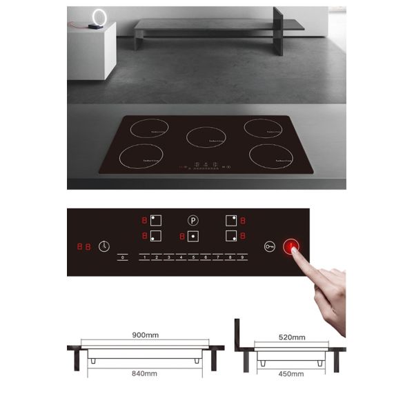 Five Burners 8600W Ceramic Glass Touch Electric Stove