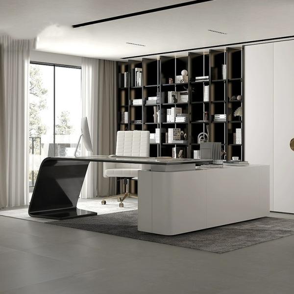 Strong Executive Boss Luxury Office Desk in Grey for Home Office or Office Building