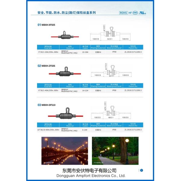 IP68 5x20mm в линии патронах предохранителя 20A для уличного освещения проезжей части