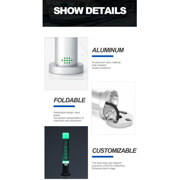 Tour de signalisation de la machine à cristaux LED, tour lumineuse, efficacité lumineuse 80 Lm/W, alliage d'aluminium