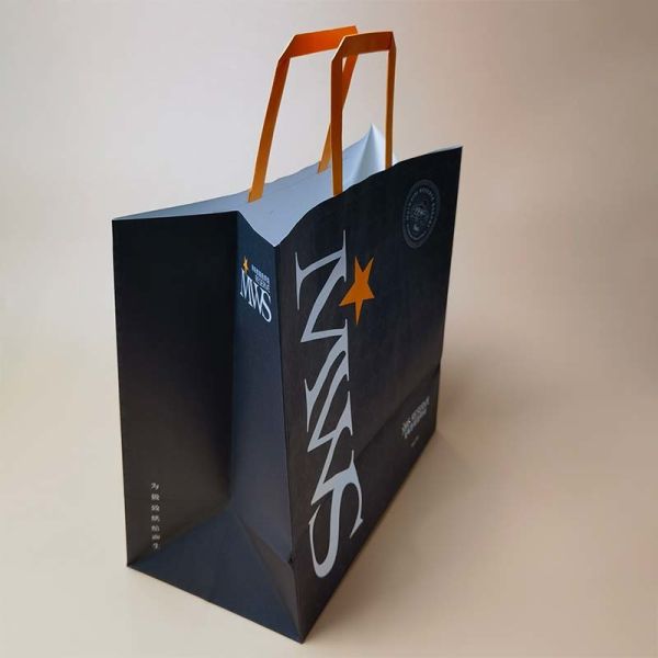 Custom Recyclable Flat Handle Kraft Paper Bags – Eco-Friendly Shopping Bags For Retail Souvenir Promotional Packaging