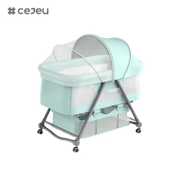 CJ-BJJ-001 Регулируемая высота детская колыбель Регулируемая высота детская колыбельная кровать колыбель с колыбелью300D льна четыре цвета