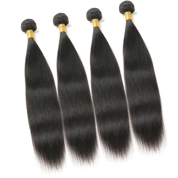 Unprocessed Straight Remy Human Hair Weave Natural Black Color Thick Bottom