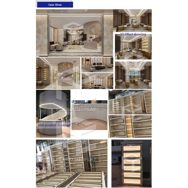 polvo de Vitrine de la joyería de la sala de exposición de los muebles de la joyería del ODM del diseño 3D cubierto