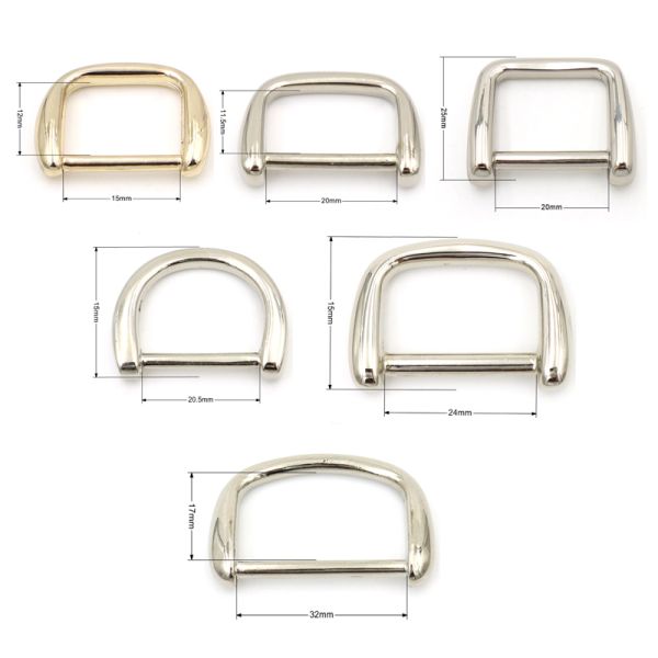Light Gold Plated Seamless Die Cast Metal Round Wire D Ring 20mm Bag Strap Connector Buckle