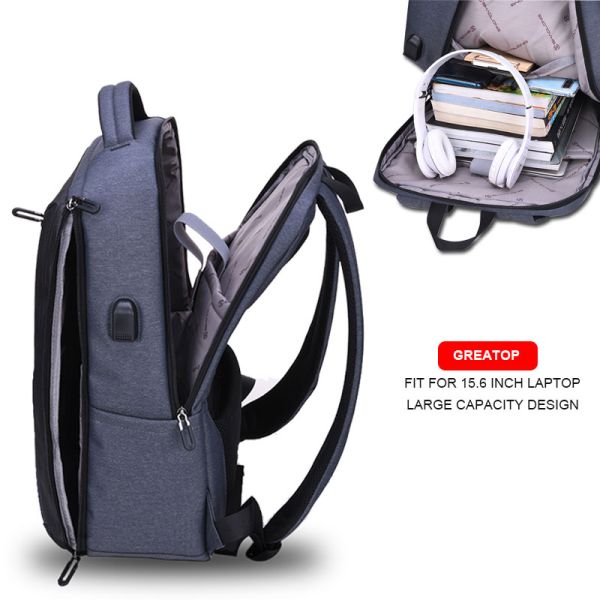Laptop Men'S College Backpacks 15.6 Inch USB Anti Theft Daypacks