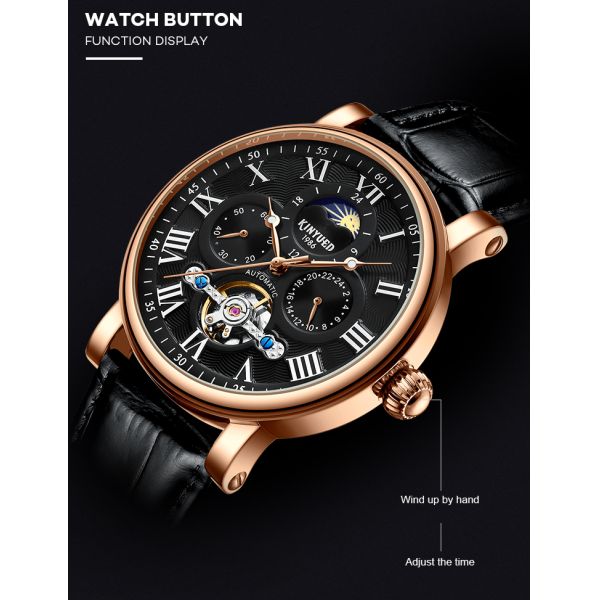 KINYUED mans watches custom logo wholesale luxury luminous hands automatic tourbillon watch mechanical