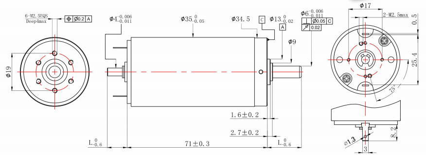 3571 мотор 7000rpm почищенный щеткой 4.44A Coreless для аппаратуры точности верхнего сегмента