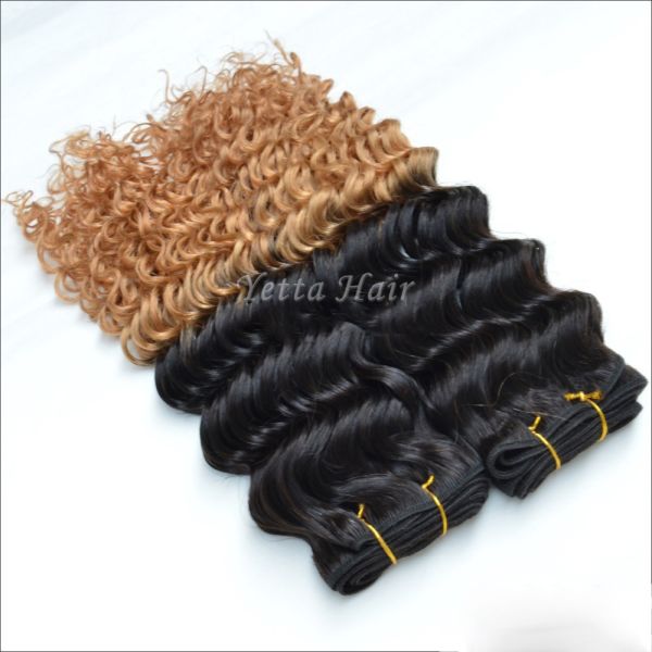7A Grade Real Ombre Human Hair Extensions , Deep Wave Ombre Real Hair Extensions Two Tone