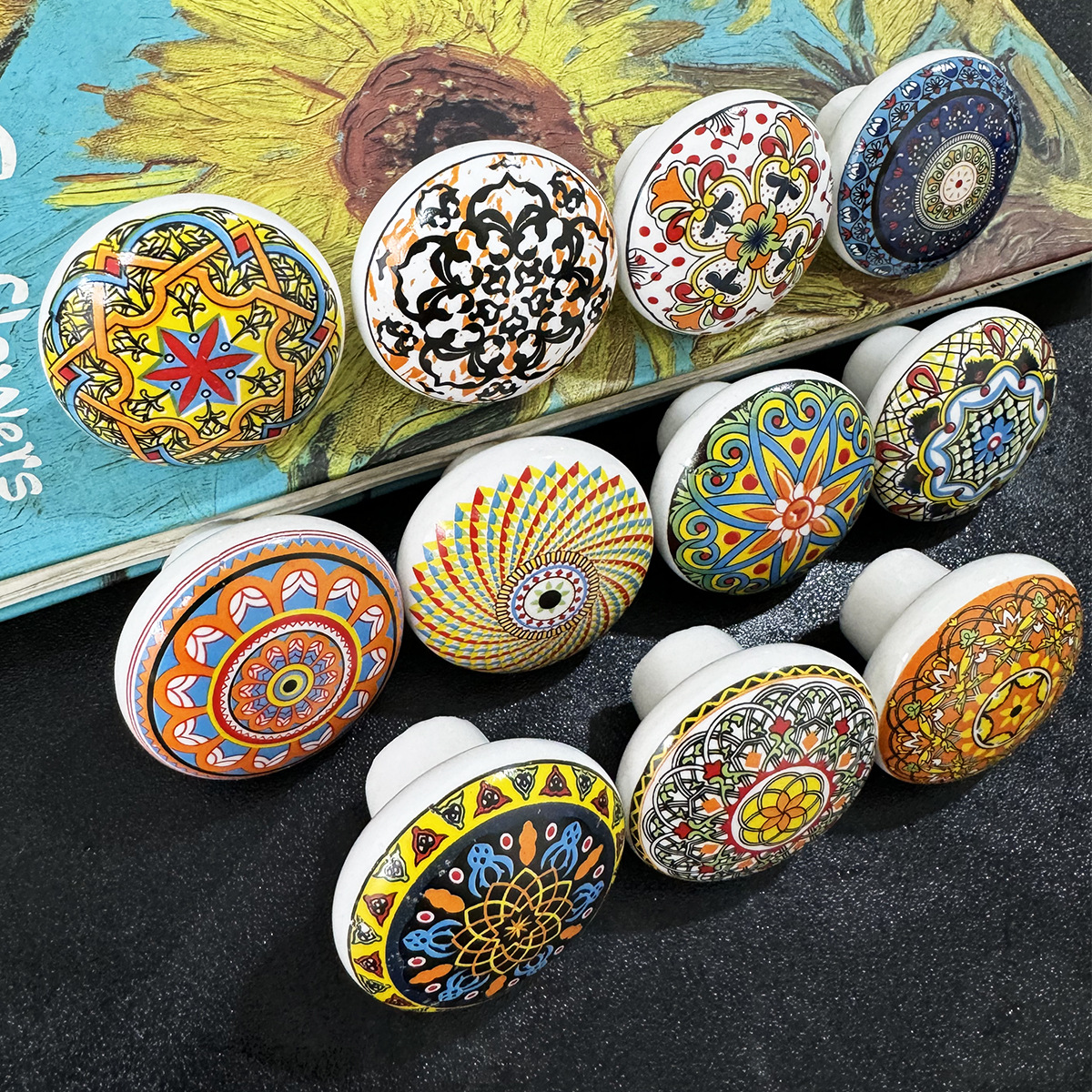 Vintage Bohemian Ceramic Handle Knob Classic Style Cartoon Kitchen Bedroom Drawer Cabinet Door Handle