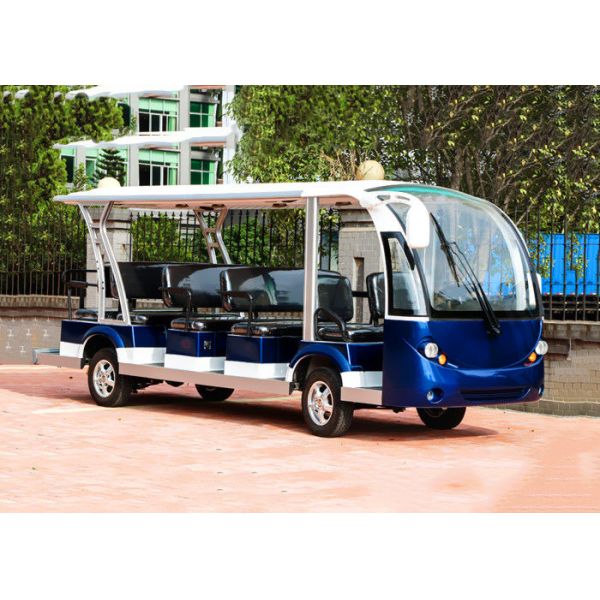 Blue Electric Sightseeing Bus Trojan Battery Powered Electric Tour Bus