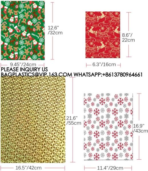 Christmas Gift Bags, Santa Wrapping Bag Designs With Inserted Drawstring Ribbons And Tags For Wrap