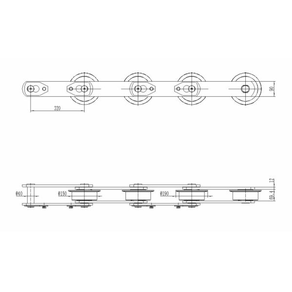 Custom F Flanged Roller Heavy Duty Conveyor Chains