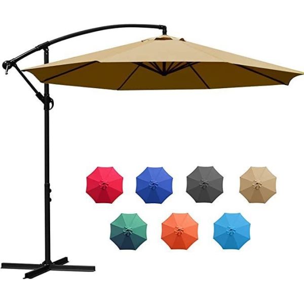 3m Beach Sunshade Offset Hanging Polyester Easy Tilt Adjustment Market Patio Umbrella
