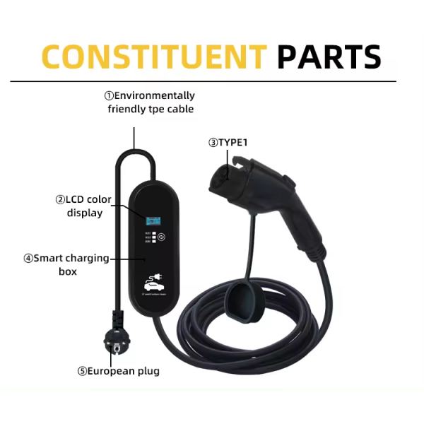 16A Output Current CE Certified Portable AC 3.5KW Fast Ev Charging Pile Type1 for Long-Lasting Charging