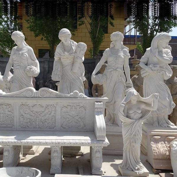 Custom Sculpture Factory Manufacture Natural Marble Statues Four Seasons Goddess Statue In Stock