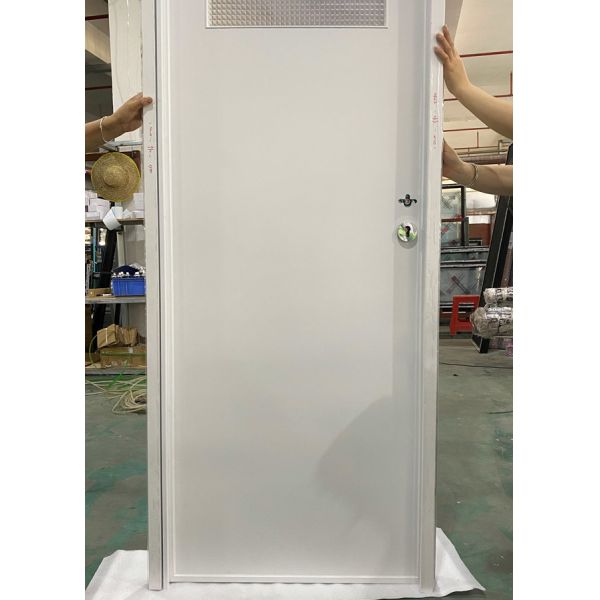 French-Inspired Aluminum Alloy Bathroom Door with 6063-T5 Frame and 8mm Tempered Glass – Moisture Resistant White Swing Door