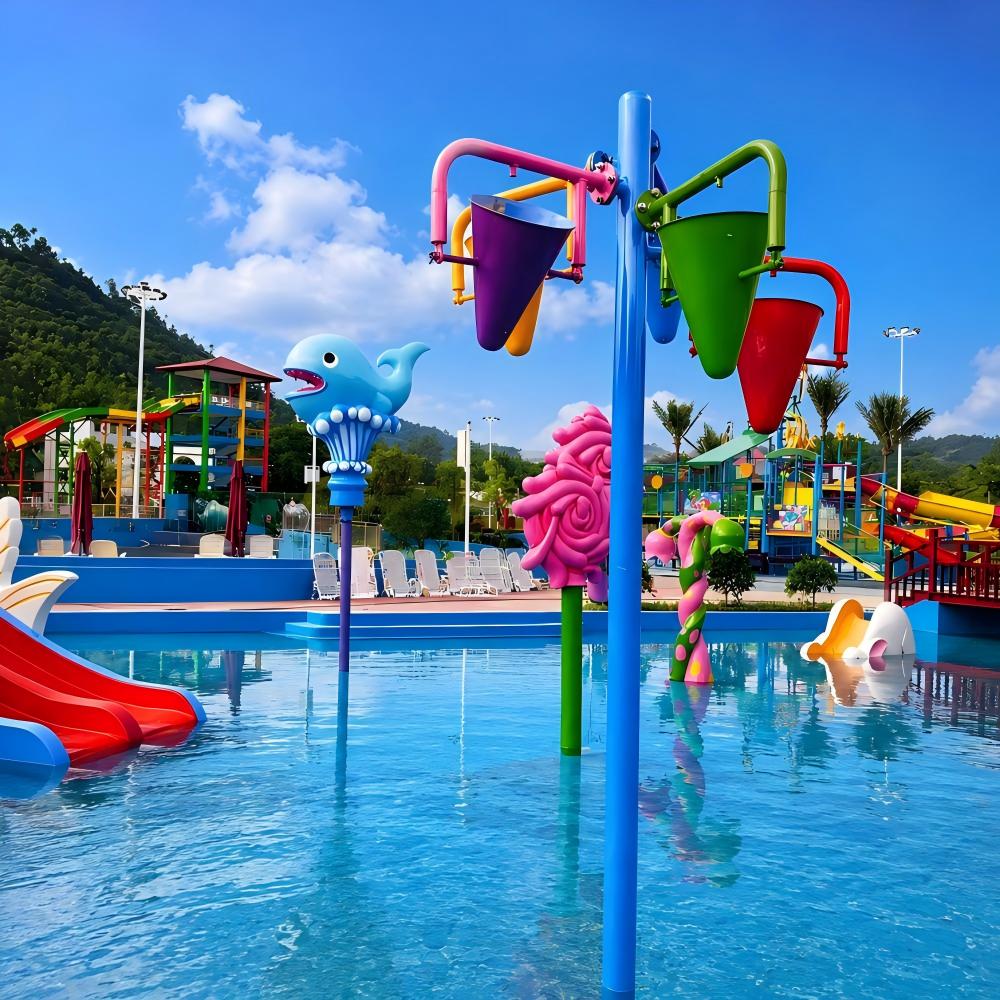 Apple Theme Water Park Splash Pad Kid Swimming Pool Fiberglass Venue Design For Sales