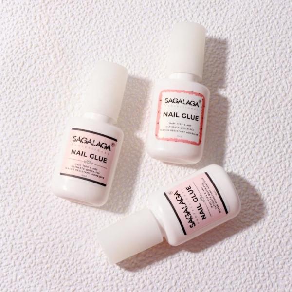 Nail Art Adhesives Long Lasting Acrylic Nails Tips with 8ml Brush on Nail Glue and Logo Customers' Logo