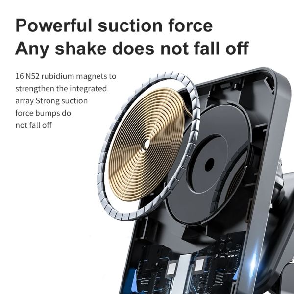 15W QI Wireless Magsafe Charger Magnetic Car Phone Holder 12V 1.5A