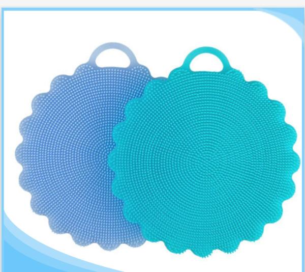 Kitchen Cleaning Silicone Mold Tools , Silicon Sponge Brush Dish Washing Sponge Scrubber