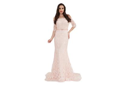 Baby Light Pink Sequin Half Sleeve Evening Gown Women Wear Customized Size