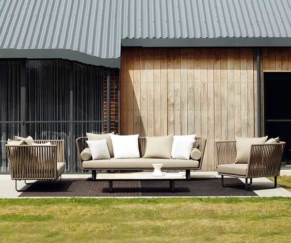 Juego de salón de ratán resistente a la intemperie para muebles de jardín al aire libre de estilo italiano