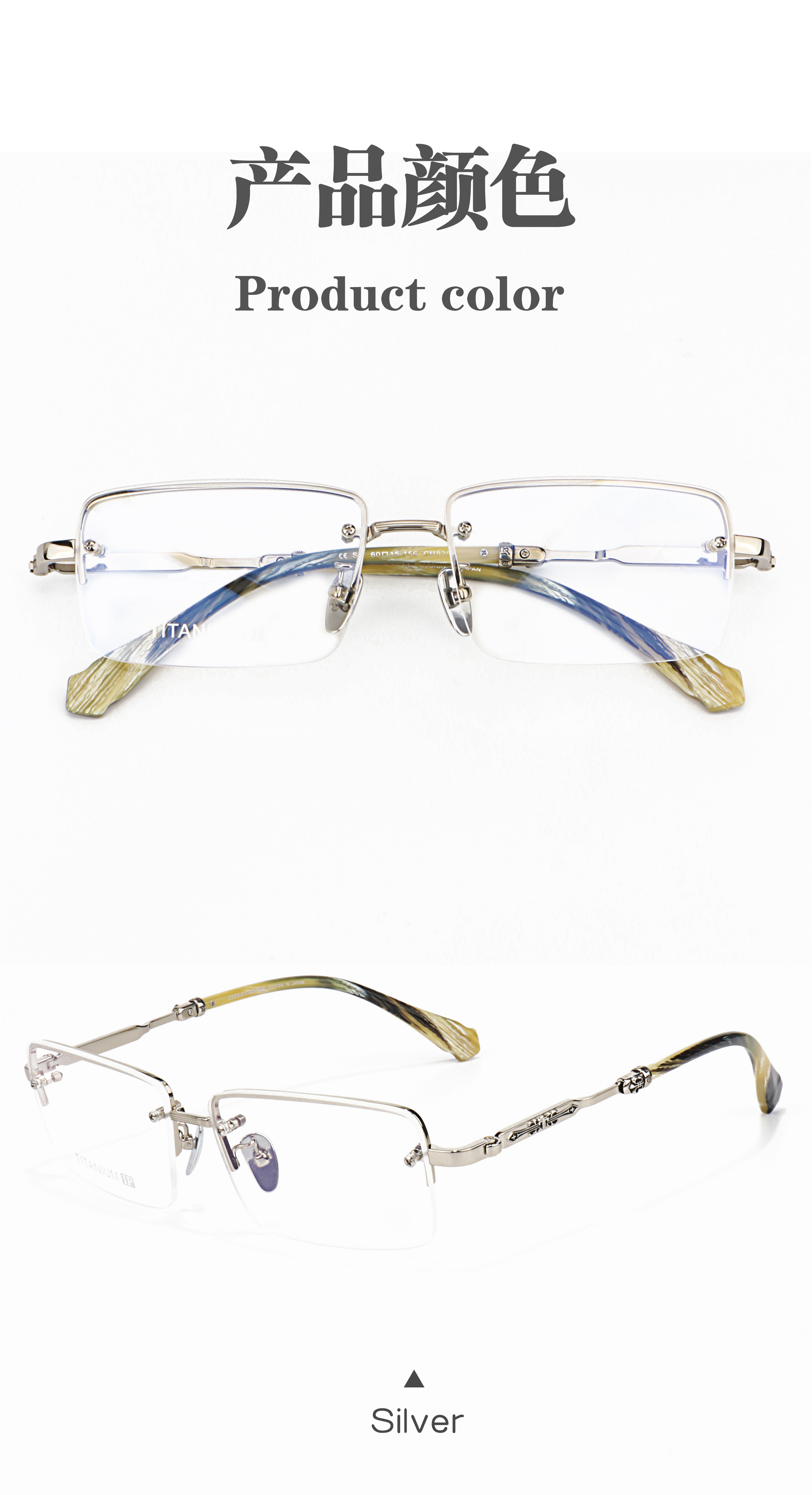 New Read Half Frame Square Black Silver Color Optical Prescription Luxury Brand Fashion Light Custom logo Glasses Eyewear Frames
