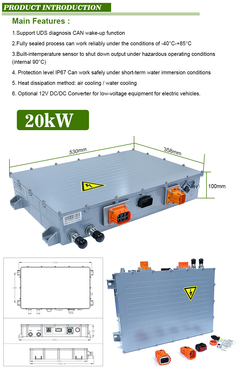 IP67 Waterproof 3.3kW 6.6kW 20kW Marine On-Board Charger for Electric Boat & Yacht