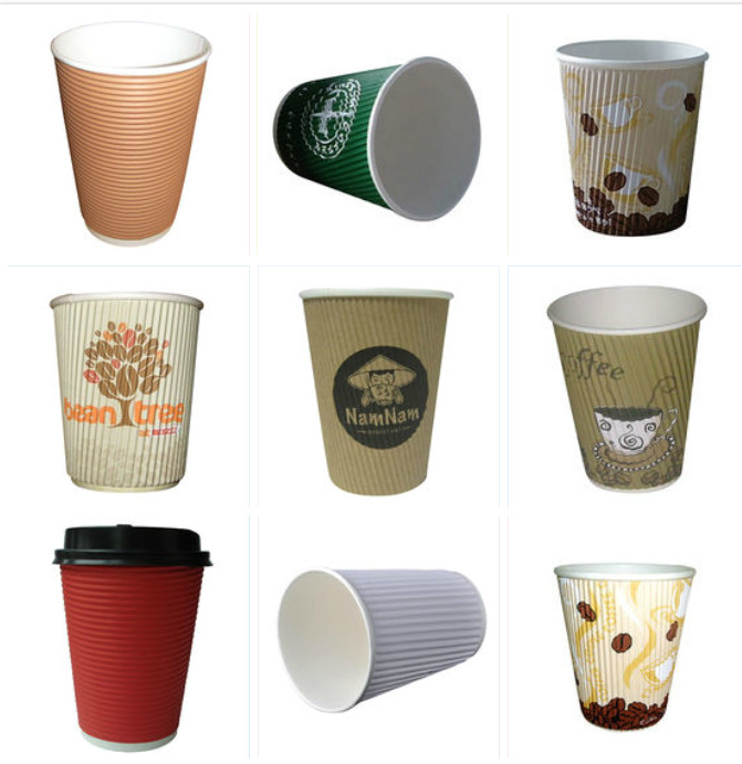 8 Ounce Green Black Ripple Wall Hot Drinking Paper Cup Good Insulation