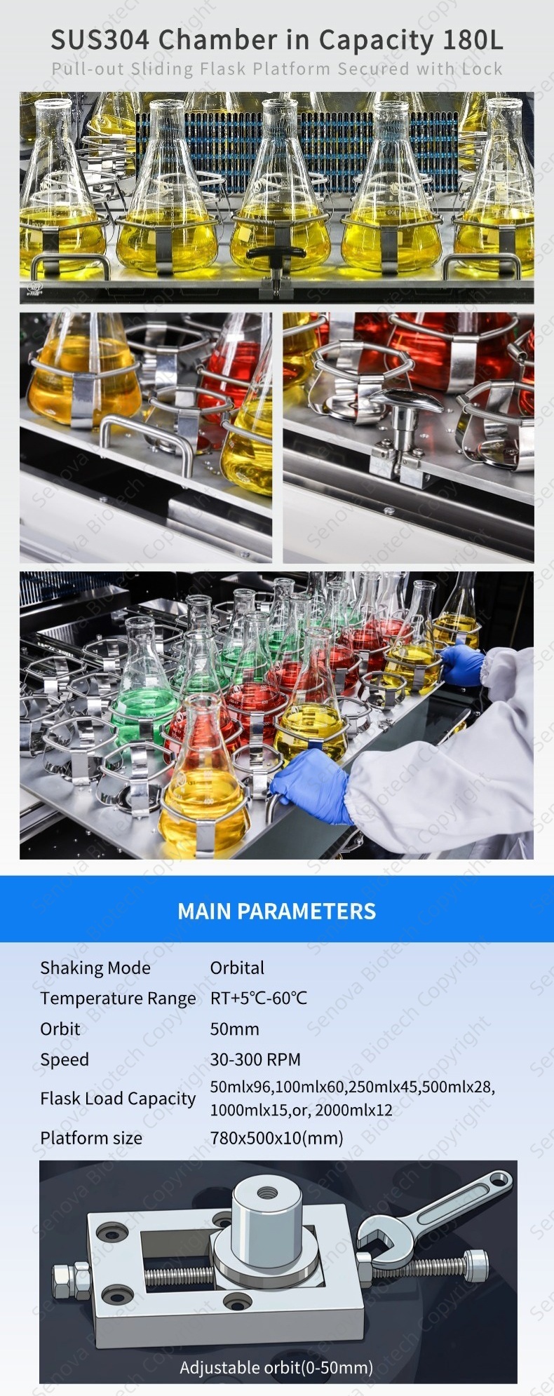 Non-Refrigerated Orbital Laboratory Incubator Shaker ST-206 with Pull Out Platform
