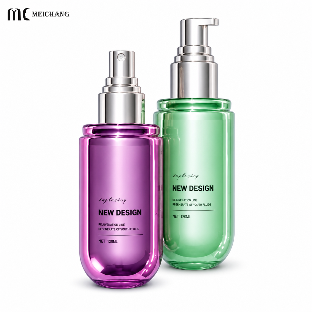40ml 60ml 80ml 100ml 120ml Eco-Friendly Pill-Shaped PCR PET Cosmetic Bottle with Interchangeable Fine Mist Spray & Lotion Pump for Body Oil & Skincare(MC-444)