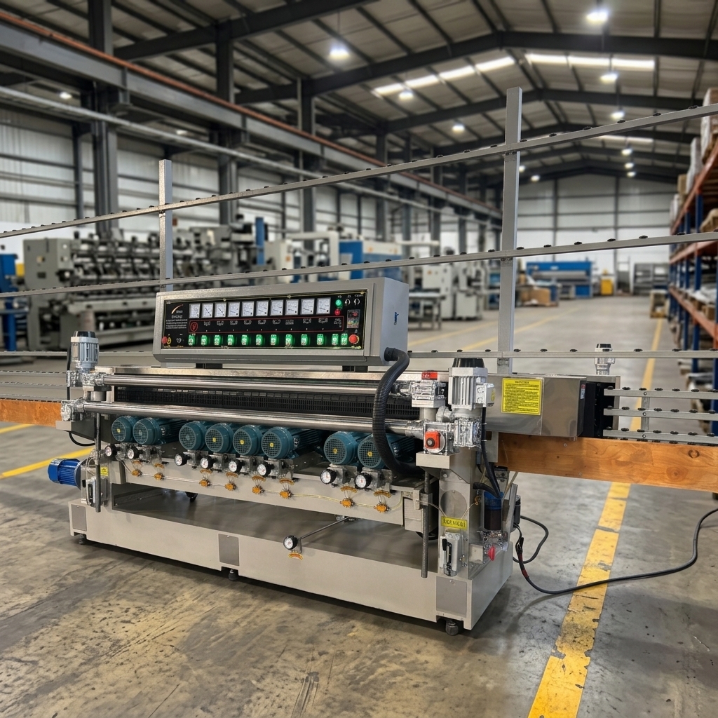 9 Motors Glass Beveling Machine 6680*1300*1900mm For Glass Bevel Edge Grinding / Polishing