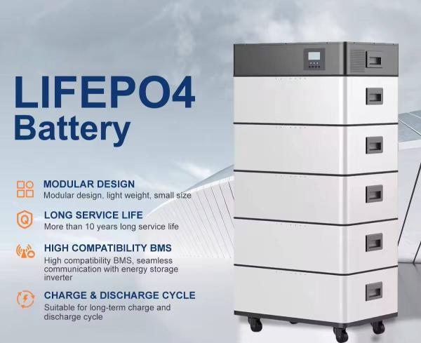 Stackable Modular 51.2v Lifepo4 Lithium Ion Home Solar System 6000 Times 208Ah Energy Storage Battery