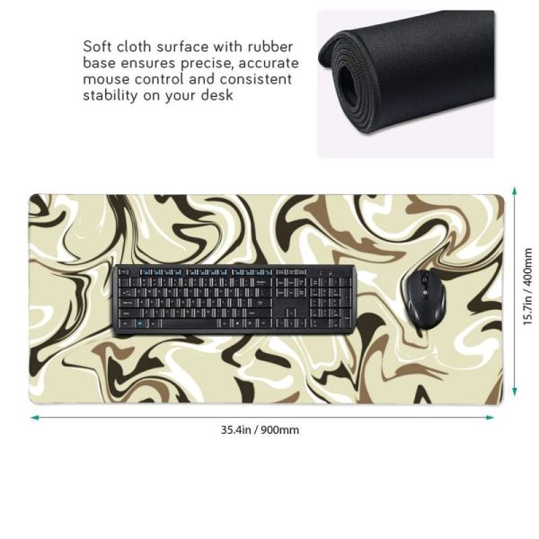 Smooth Surface 900*400*3mm Abstract Strata Liquid Fluid Pattern Mouse Pad With Lock Edge