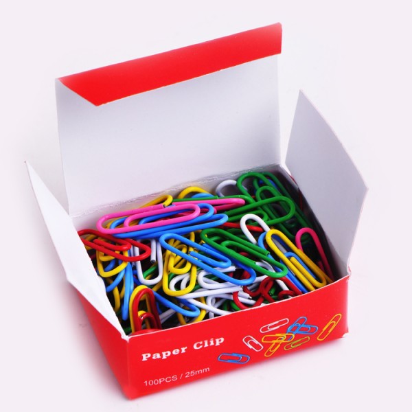 Factory price 100pcs/28mm colorful plastic coated paper clips