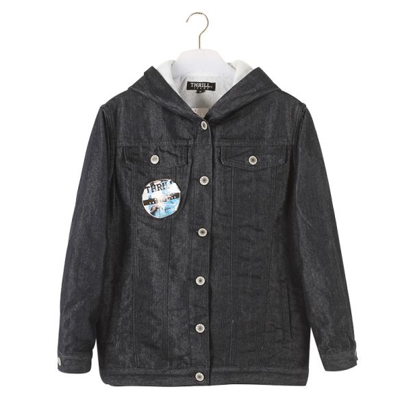 S M L XL 75% Cotton 25% Polyester Ladies Denim Coats For Winter
