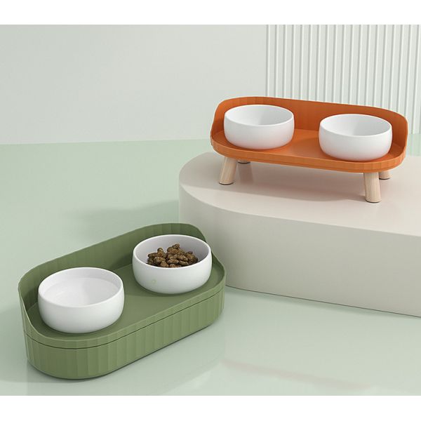 Raised Ceramic Cat Bowls With Stand Cute Elevated Dog Dish