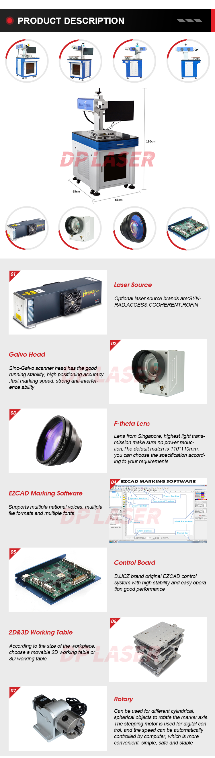 Пластиковая машина 30W 50W 100W 150W 200W 250W маркировки лазера СО2 100w