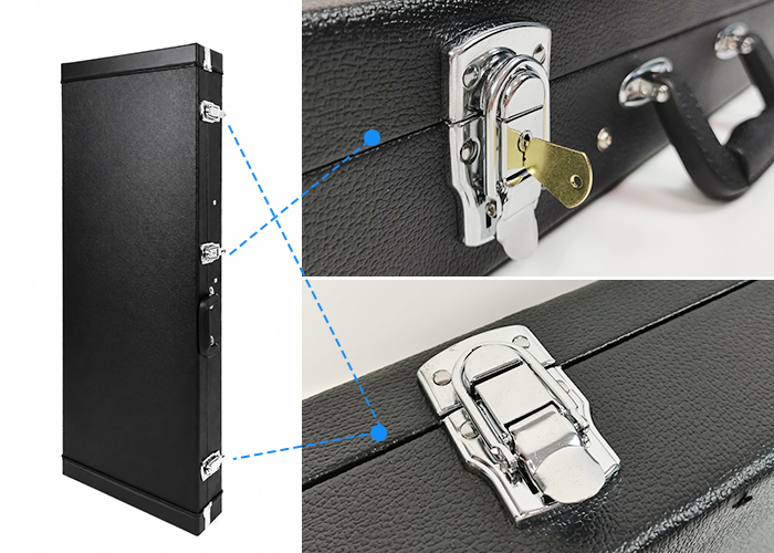 Lockable Solid Wood Guitar Hard Case Lychee Grain Waterproof Shockproof Travel Case
