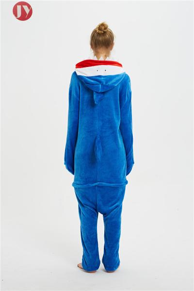 Wholesale Warm Fleece Animal Heated  Pajamas Cheap Sexy Adult Blue Shark Onesie