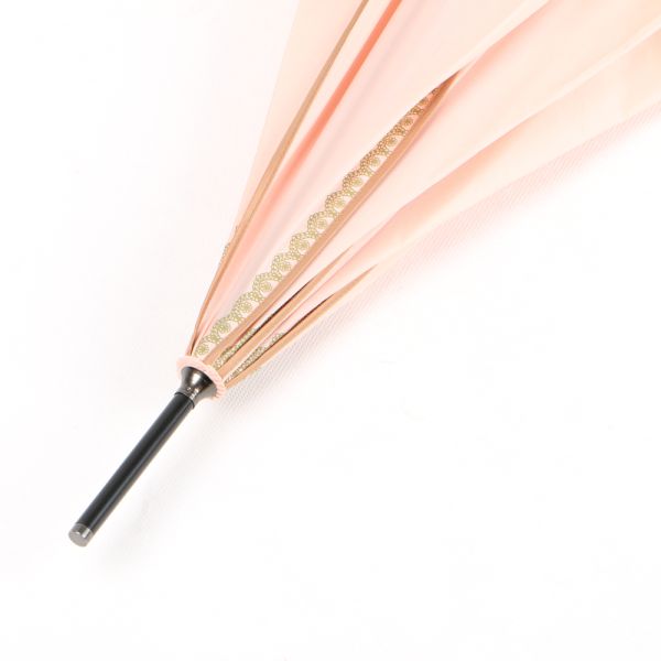 Khaki Ladies Lightweight Travel Umbrella , Ladies Walking Umbrella Plastic Curved Handle