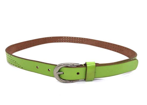 Fashionable Green Leather Belt For Women With Pin Buckle 90-110cm