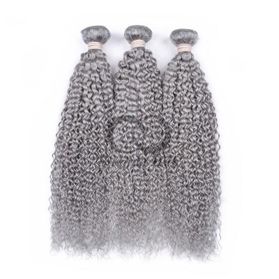 Grey Kinky Curly Remy Human Hair Bundles Sew In Weave Bundles Brazilian Bundle Deals